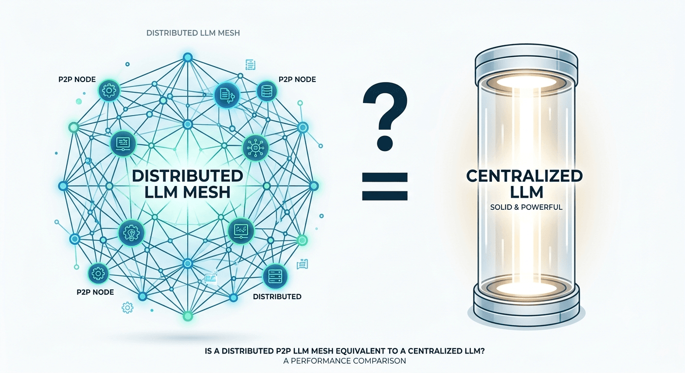 Distributed LLM mesh compared with a centralized LLM