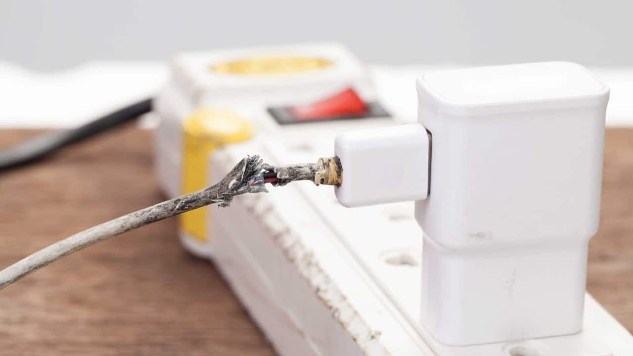 Damaged wire near plug